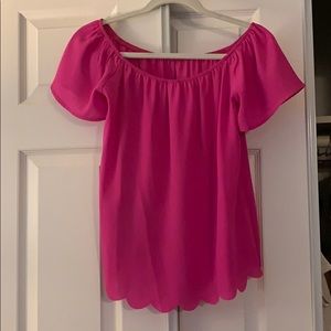 Fuchsia off the shoulder blouse
